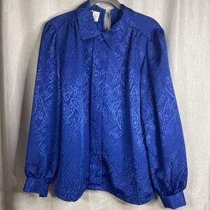 VTG Jonquil By Judy Bond Women’s Pullover Blouse Size 10 Blue - Paisley Print